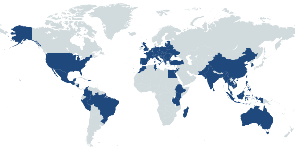 Aapi World Map Worldwide Coverage - API, The Household Goods Quality Experts