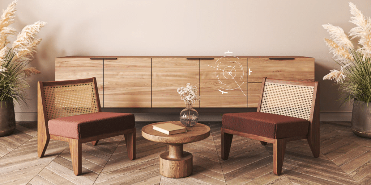 Nice wooden furniture placed in a beautiful living room